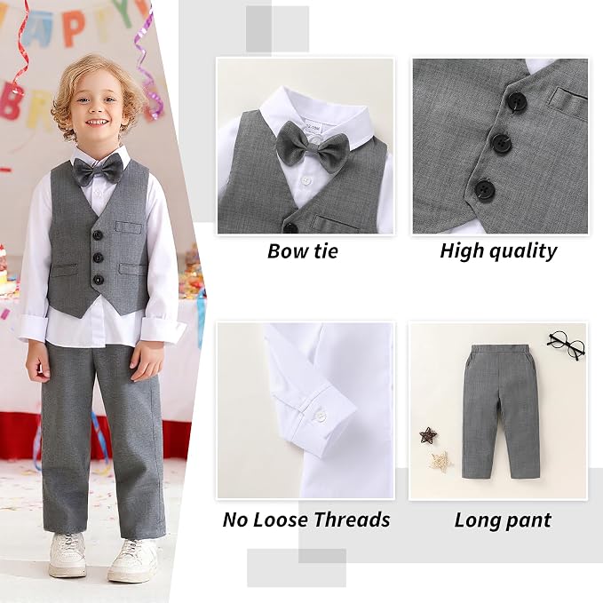 YOUNGER TREE Toddler Boy Clothes Suit Gentleman Wedding Outfits Baby Formal - Image 3