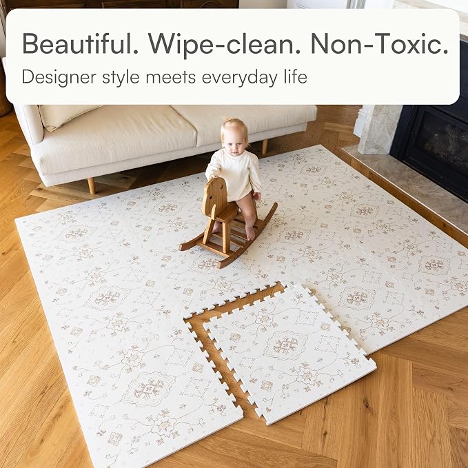 Lillefolk Baby Play Mat for Floor – 6x6ft Vintage Vanilla | Soft Non Toxic - Image 2