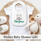 Personalized Baby Bib – Soft Cotton Terry, Cute Jindo Dog Design - Image 4