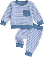 Toddler Baby Boy Fall Clothes Waffle Outfit Long Sleeve Color Blocking by Fufuriprefer