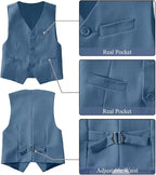 Boy's Suit Formal Slim Fit 5 Pieces Suit Set Blazer Vest Pants - Image 4