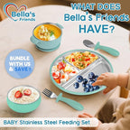 Bella’s Friends Baby Feeding Set, 2 Pack Stainless Steel Divided Plate - Image 5