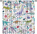 Dinosaur Curtains Cartoon Cool Funny Dino Tropical Plant Leaves Flowers by JADERYS