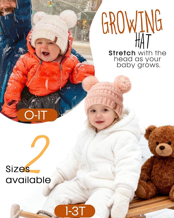 FURTALK Baby Winter Knitted Beanie Hat Soft Warm Lined Pom Pom - Image 3
