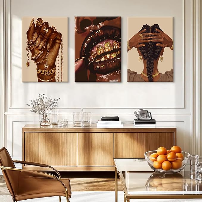 Pouydmi Black Girl Wall Art African Woman Canvas Wall Decor Black Women People - Image 5