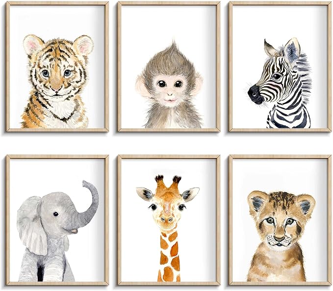 Jungle Safari Wall Art Decor for Baby Nursery Room by CALMART