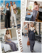 Neer 3 Pack Women's Maternity Pants Over The Belly Loose Pregnancy Pants - Image 5