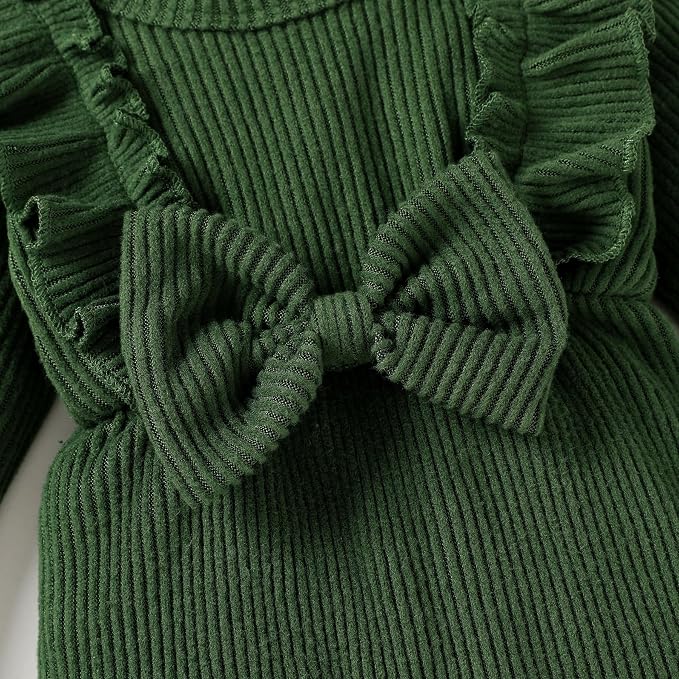 Happy Town Baby Girl Romper Infant Fall Winter Clothes Ruffle Sweater Long - Image 6