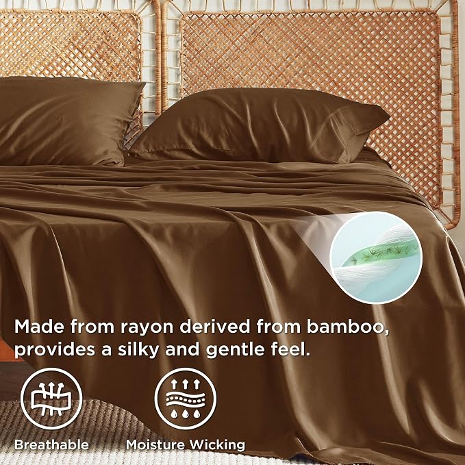Bedsure Full Size Bed Sheets, Cooling Sheets, Rayon Derived from Bamboo - Image 3