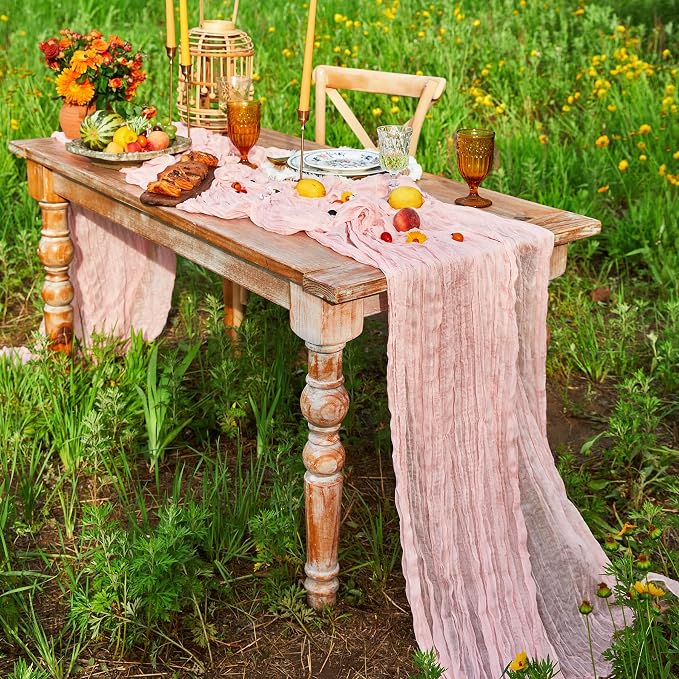 DOLOPL CheeseclothTable Runner 13.3ft Boho Gauze Cheese Cloth Table Runner - Image 4