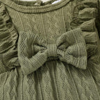 Happy Town Baby Girl Romper Infant Fall Winter Clothes Ruffle Sweater Long - Image 5