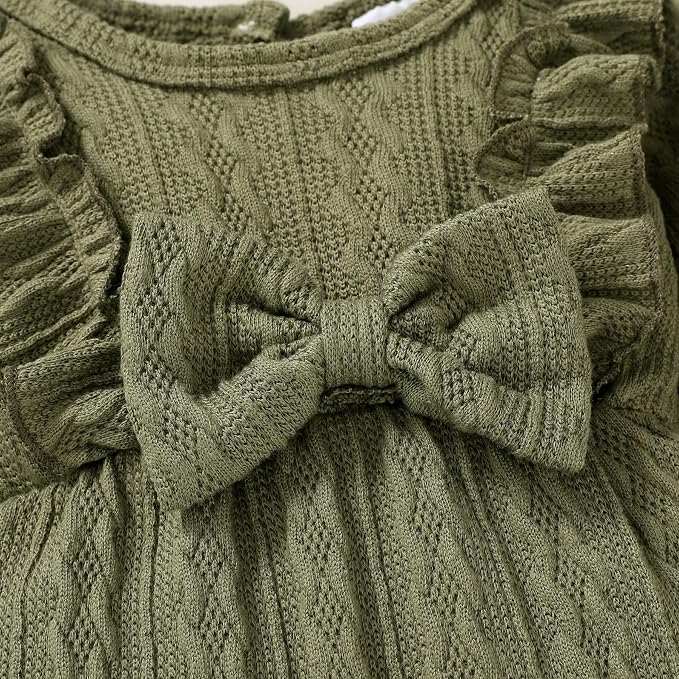 Happy Town Baby Girl Romper Infant Fall Winter Clothes Ruffle Sweater Long - Image 5