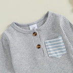 fhutpw Baby Boy Clothes 3 6 12 18 Months Ribbed Knitted Long Sleeve Romper and - Image 4