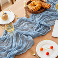 FEXIA Dusty Blue Cheesecloth Table Runner Boy Baby Shower Wedding Decorations by FEXIA