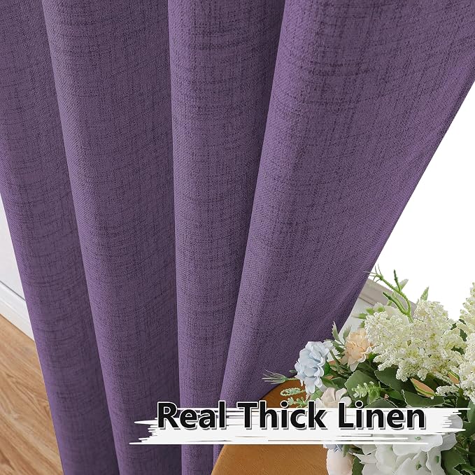Tollpiz Linen Tier Curtain Rod Pocket Semi Sheer Half Kitchen Curtains Burlap - Image 3