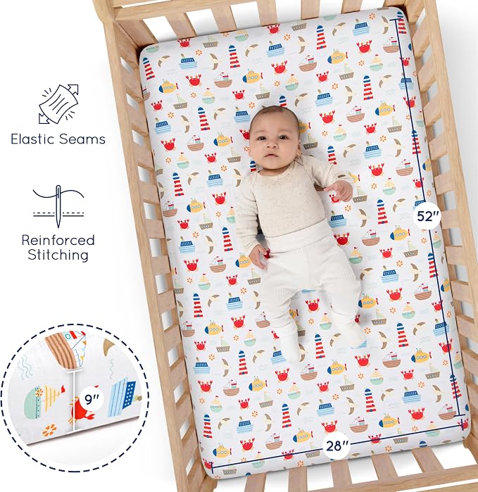 GROW WILD Nautical & Ships Baby Crib Sheets - Image 4