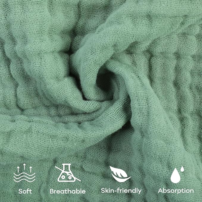 Yoofoss Muslin Baby Washcloths 100% Organic Cotton Face Towels 6 Pack Wash - Image 2
