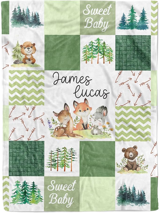 MDPrints Personalized Woodland Baby Blankets by MDPrintsGlobal