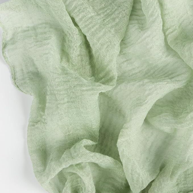 FEXIA Table Runner Sage Green Cheesecloth Table Runner 30x118 Inches - Image 7