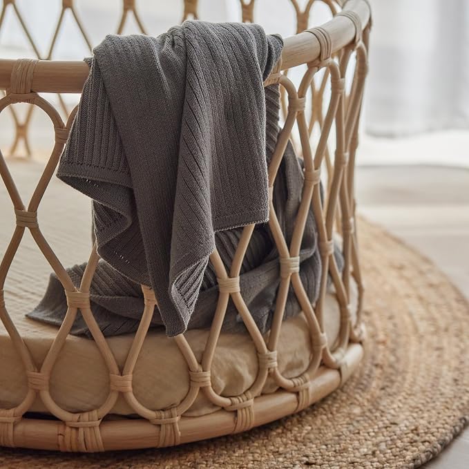 Knitted Organic Cotton Baby Blanket- Swaddle Blanket - Image 6