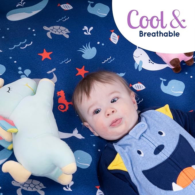 GROW WILD Blue Ocean Baby Crib Sheets - Image 5