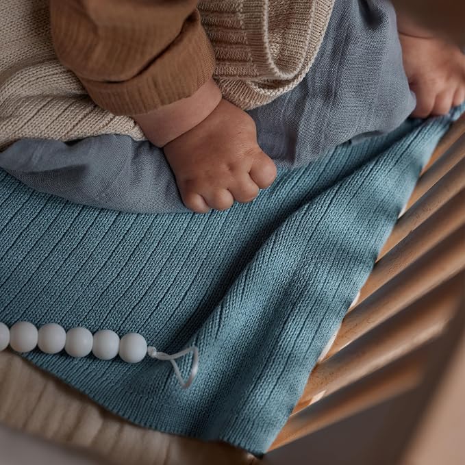 Knitted Organic Cotton Baby Blanket- Swaddle Blanket - Image 6