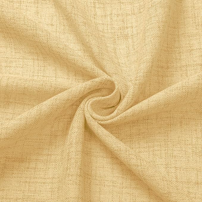 Tollpiz Short Linen Curtain Bedroom Rod Pocket Semi Sheer Curtains Burlap Light - Image 9
