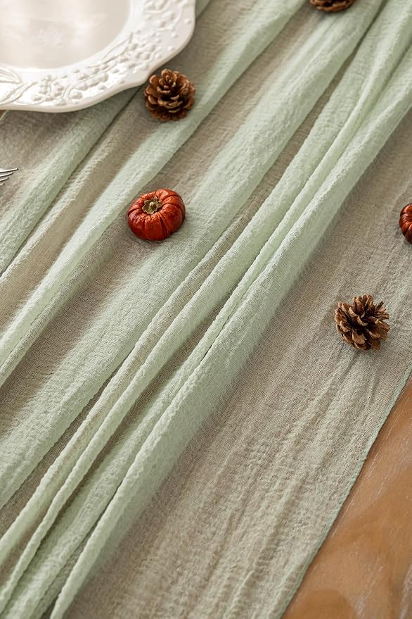 6pcs Sage Green Table Runner Cheesecloth 120 Inch 10 FT Rustic Boho Cheese - Image 2