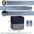 NaturalCozy 13 Inch Cube Storage Bins Cotton Rope Woven Baskets - Image 2