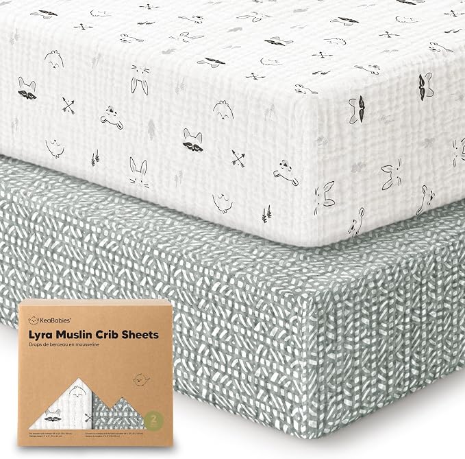 KeaBabies 2-Pack Muslin Crib Sheets by KeaBabies