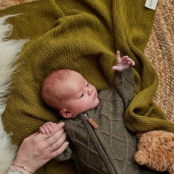 Knitted Organic Cotton Baby Blanket- Swaddle Blanket - Image 2