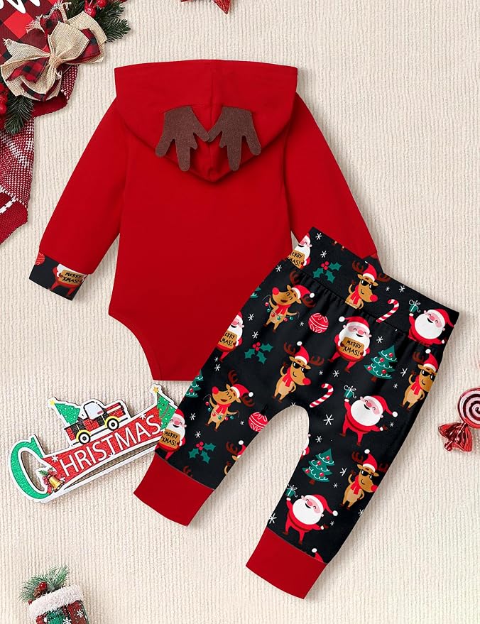 Fommy Newborn Baby Boy Clothes Plaid Letter Print Long Sleeve Hoodies + Long - Image 6