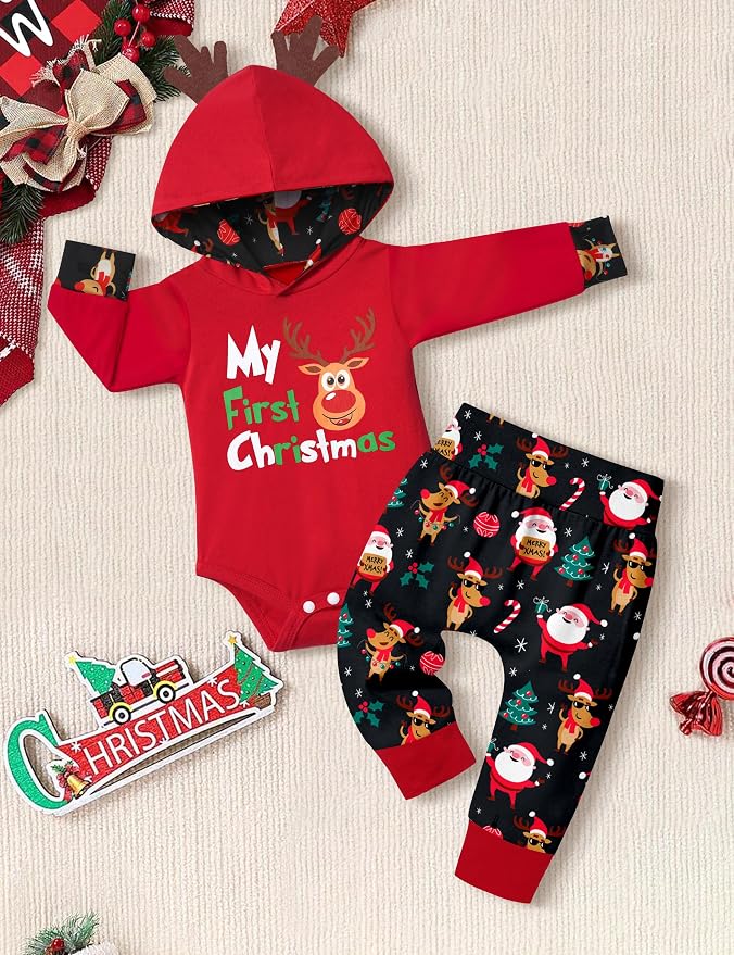 Fommy Newborn Baby Boy Clothes Plaid Letter Print Long Sleeve Hoodies + Long - Image 5