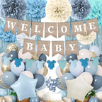 Dusty Blue Baby Shower Decorations- Boy Baby Shower Decor Set with- Welcome by Unknown