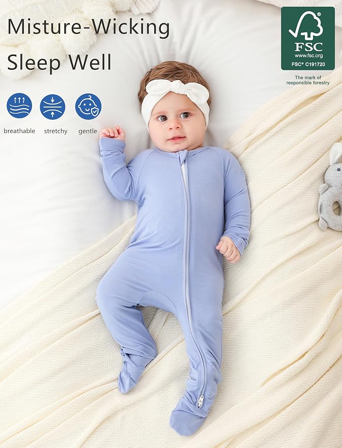 JunNeng Viscose from Bamboo Baby Sleeper, Newborn Footie Pajamas - Image 2