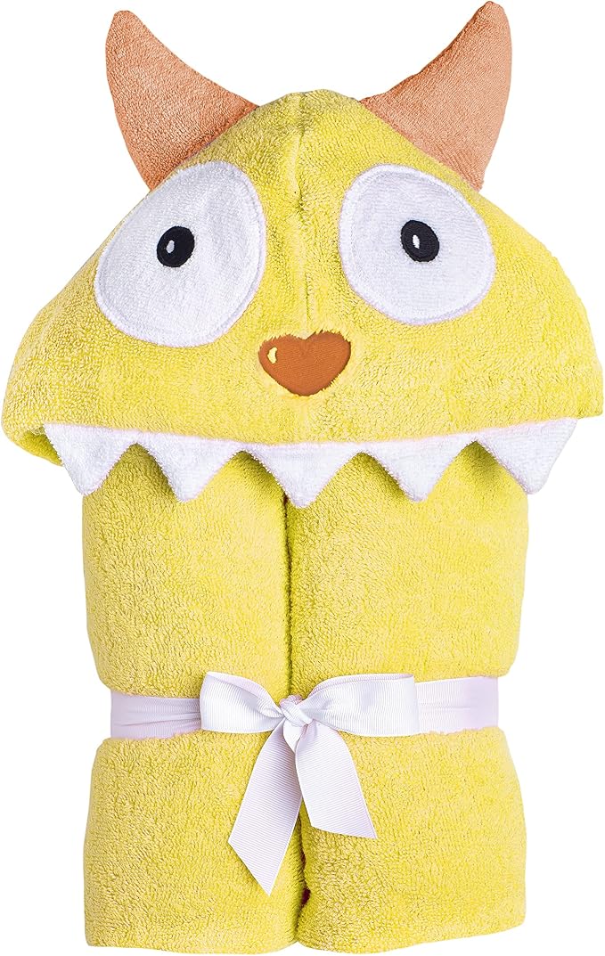 Children's Hooded Towel Yellow Monster, Unisex Toddler by YikesTwins