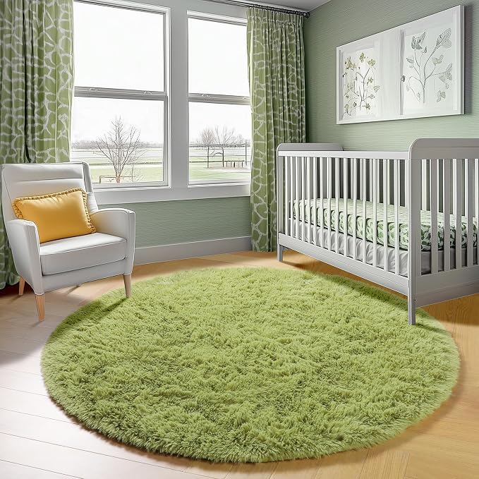 ONASAR Grass Green Round Area Rug 4ft, Soft Bedroom Circle Rugs Floor Mat - Image 8