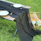 FEXIA Black Table Runner Cheesecloth 30x118 Inches Halloween Table Decor Rustic - Image 7