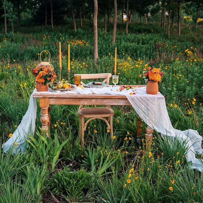 DOLOPL Ivory Cheesecloth Table Runner 13.3ft Boho Gauze Cheese Cloth Table - Image 6