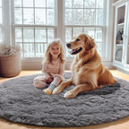 ONASAR Grey Round Area Rug 4ft, Fluffy Plush Shaggy Carpet Mats - Image 8
