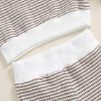 Toddler Baby Boy Fall Clothes Waffle Outfit Long Sleeve Color Blocking - Image 3