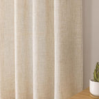 Tollpiz Short Linen Curtain Bedroom Rod Pocket Semi Sheer Curtains Burlap Light - Image 8