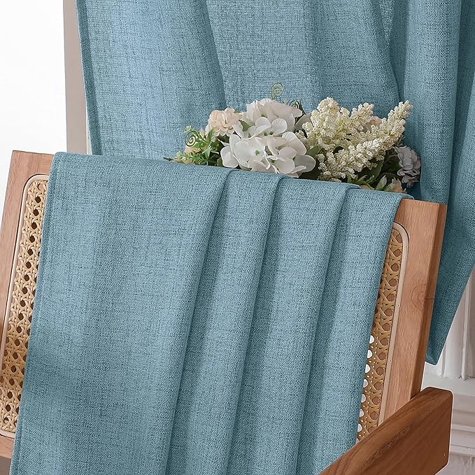 Tollpiz Linen Tier Curtain Rod Pocket Semi Sheer Half Kitchen Curtains Burlap - Image 6