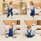 Baby Boy Clothes Set Infant Boy's Long Sleeve Romper+Dinosaur Denim Overalls - Image 4