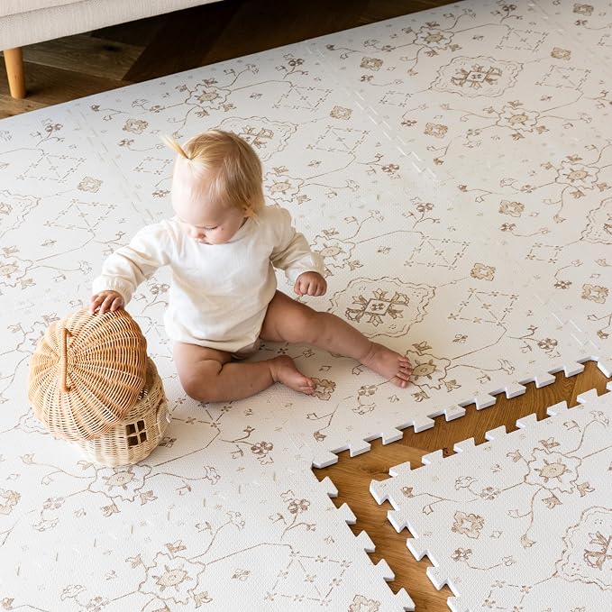 Lillefolk Baby Play Mat for Floor – 6x8ft Vintage Vanilla | Soft Non Toxic by LillefolkKids