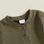Newborn Baby Boy Girl Clothes Ribbed Knitted Long Sleeve Romper Pants Solid - Image 4
