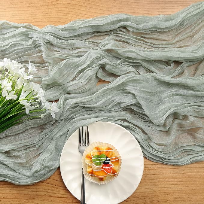 DOLOPL Table Runner for Baby Shower Decorations, Sage Green Cheese Cloth Table - Image 5