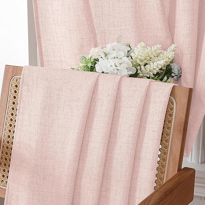Tollpiz Linen Tier Curtain Rod Pocket Semi Sheer Half Kitchen Curtains Burlap - Image 6