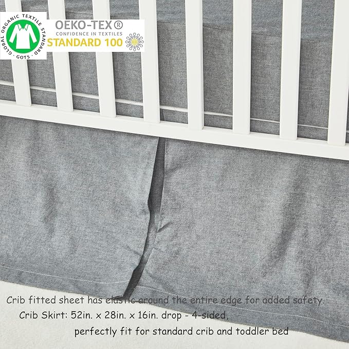 Brandream Crib Bedding Set 3 Pieces 100% Cotton Like Linen Supersoft Classic - Image 5