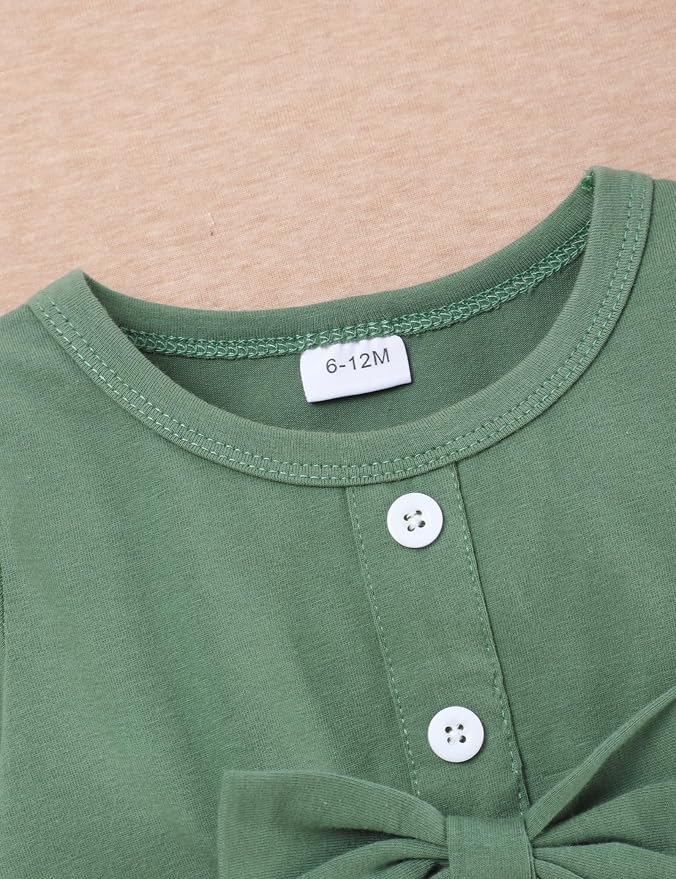 oklady Toddler Baby Girl Clothes Solid Color Ruffle Tops Floral Pants - Image 4